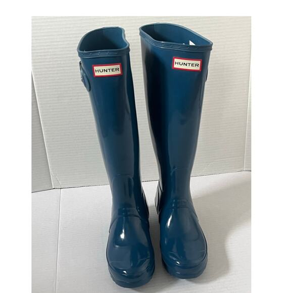 NWT Hunter Dusty Petrol Blue Classic Tall Rainboots Boots Size 5 - Picture 2 of 13